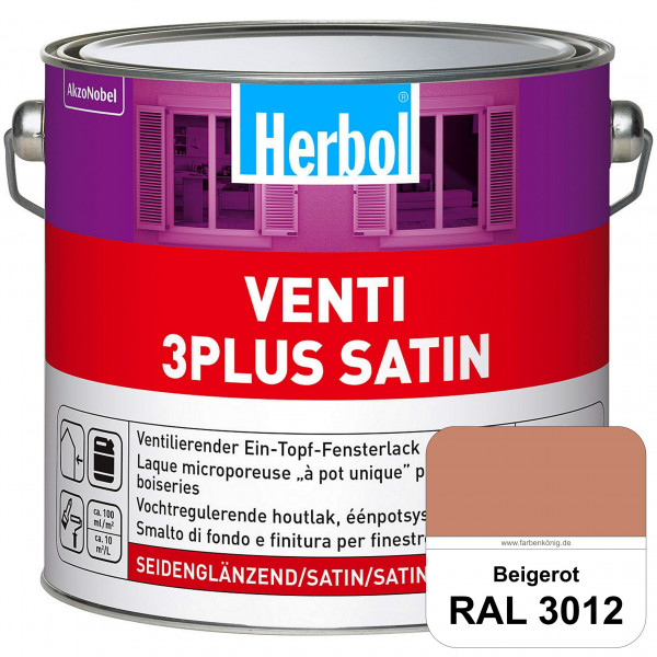 Venti 3Plus Satin (RAL 3012 Beigerot) feuchtigkeitregulierender & seidenglänzender Ein-Topf-Fensterl