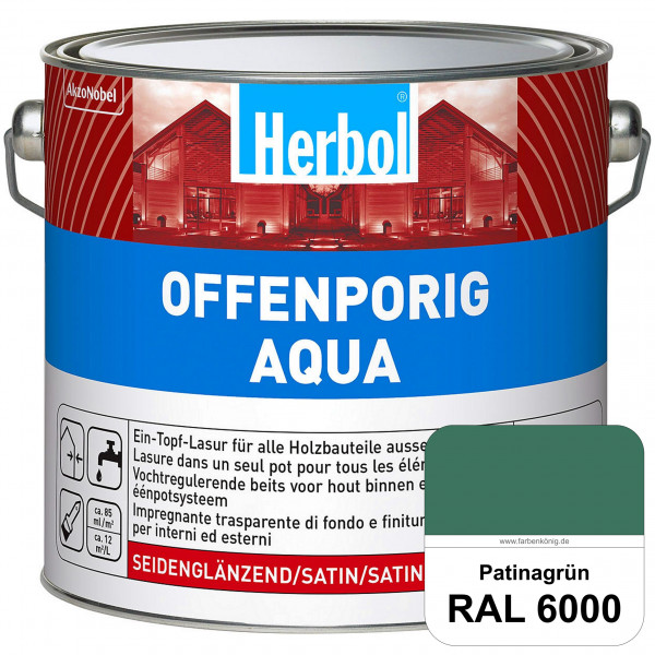 Offenporig Aqua (RAL 6000 Patinagrün) Wasserverdünnbar & hochwertige Ein-Topf-Holzlasur - Feuchtesch