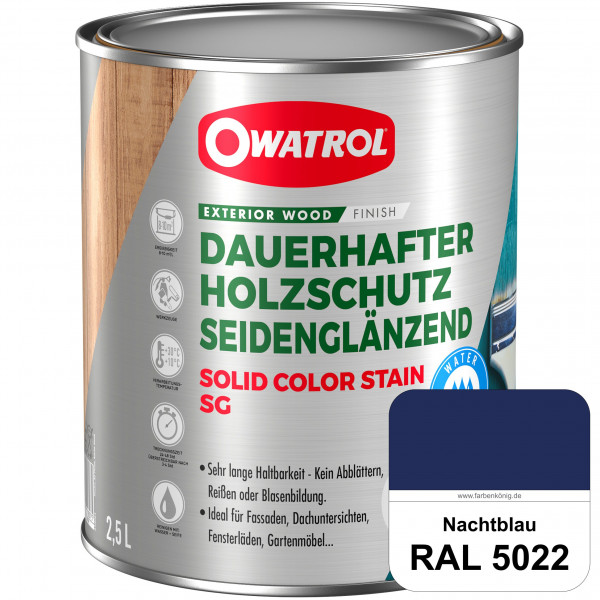 Solid Color Stain SG (RAL 5022 Nachtblau) deckende und seidenglänzende Wetterschutzfarbe außen