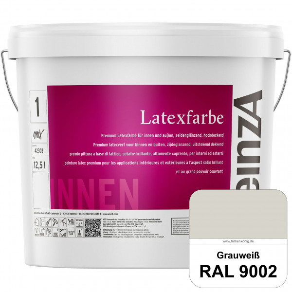 einzA Latexfarbe Premium (RAL 9002 Grauweiß) Hochwertige scheuerbeständige seidenglänzende Latexfarb