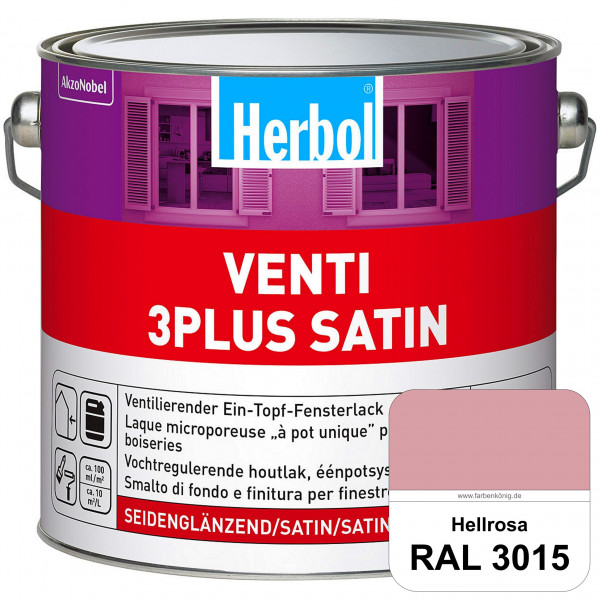 Venti 3Plus Satin (RAL 3015 Hellrosa) feuchtigkeitregulierender & seidenglänzender Ein-Topf-Fensterl