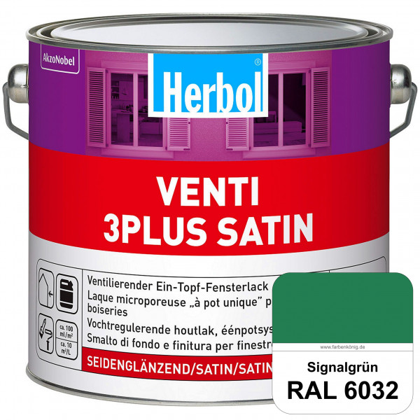Venti 3Plus Satin (RAL 6032 Signalgrün) feuchtigkeitregulierender & seidenglänzender Ein-Topf-Fenste