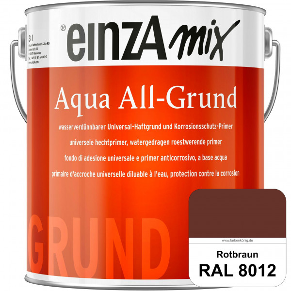 einzA Aqua All-Grund (RAL 8012 Rotbraun) Wasserverdünnbarer Haftgrund & Korrosionsschutz-Primer