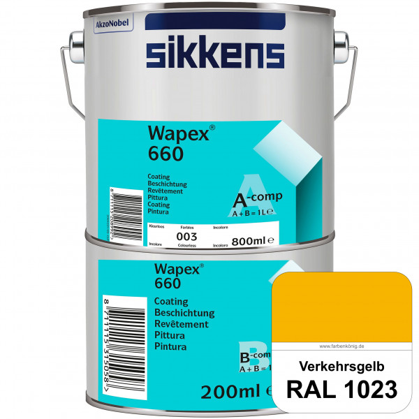 Wapex 660 Set (RAL 1023 Verkehrsgelb) seidenglänzende 2K-Epoxidharzlack für Böden & Wände (innen)