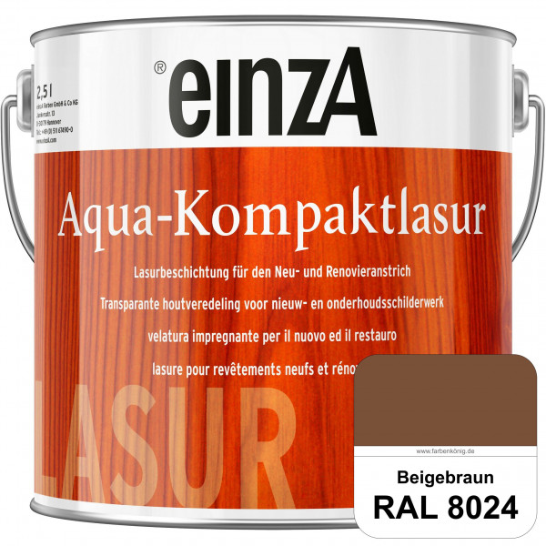 einzA Aqua-Kompaktlasur (RAL 8024 Beigebraun) wasserverdünnbare & feuchtigkeitsregulierende Lasurbes