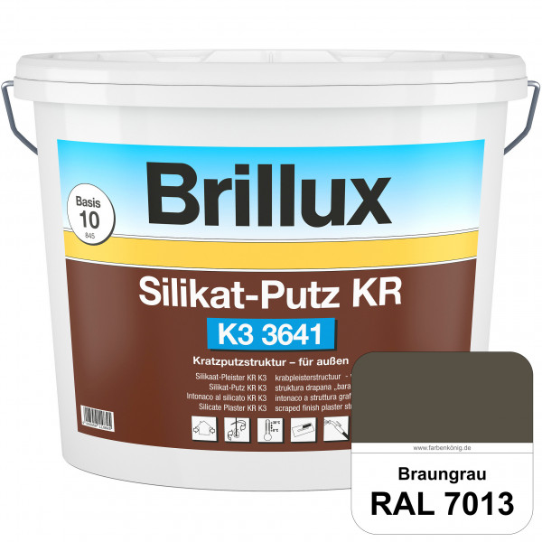Silikat-Putz KR K3 3641 (RAL 7013 Braungrau) Dekorativer Kratzputz auf Silikatbasis