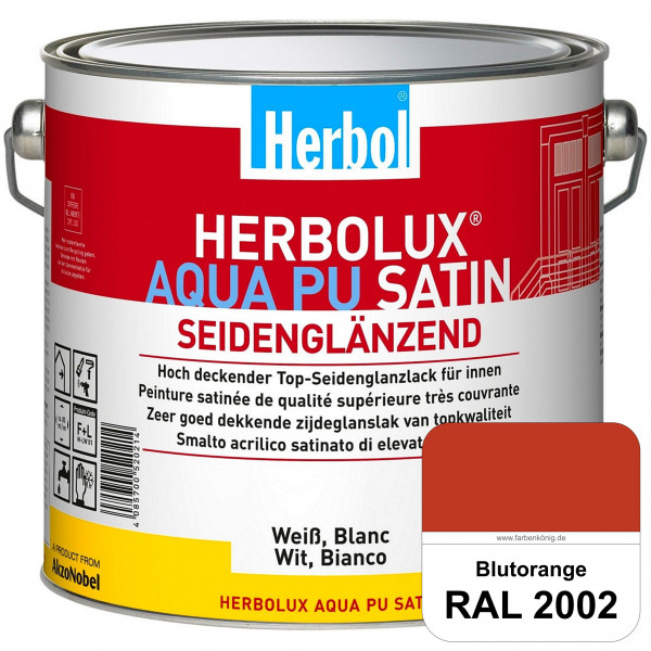 Herbolux Aqua PU Satin (RAL 2002 Blutorange) Wasserverdünnbarer Top-PU-Seidenglanzlack (Innen)