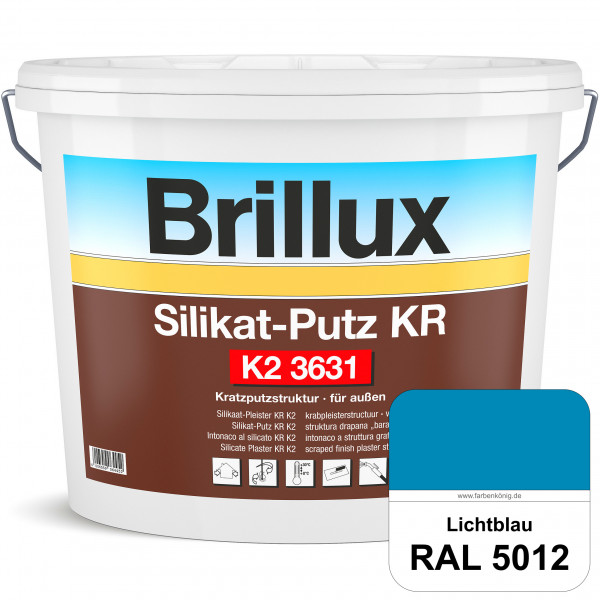 Silikat-Putz KR K2 3631 (RAL 5012 Lichtblau) Dekorativer Kratzputz auf Silikatbasis