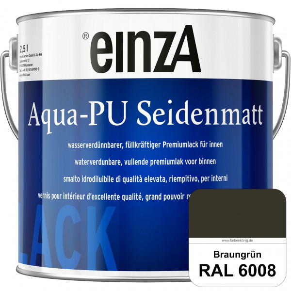 einzA Aqua-PU seidenmatt (RAL 6008 Braungrün) wasserverdünnbarer Premiumlack für innen