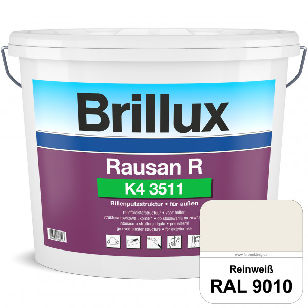 Rausan R K4 3511 (RAL 9010 Reinweiß) Organisch gebundener Rillenputz für wetterbeständige Oberfläche