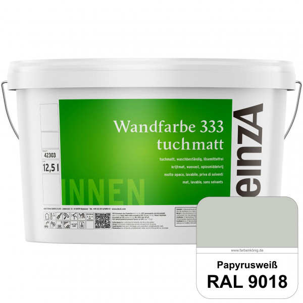 einzA Wandfarbe 333 tuchmatt (RAL 9018 Papyrusweiß) Hochdeckende, waschbeständige Wandfarbe