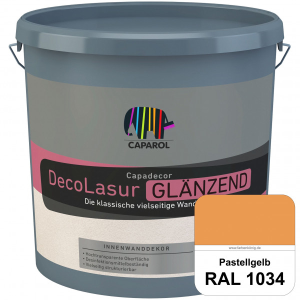 Capadecor DecoLasur Glänzend (RAL 1034 Pastellgelb) Glänzende Lasurfarbe auf Dispersionsbasis (innen