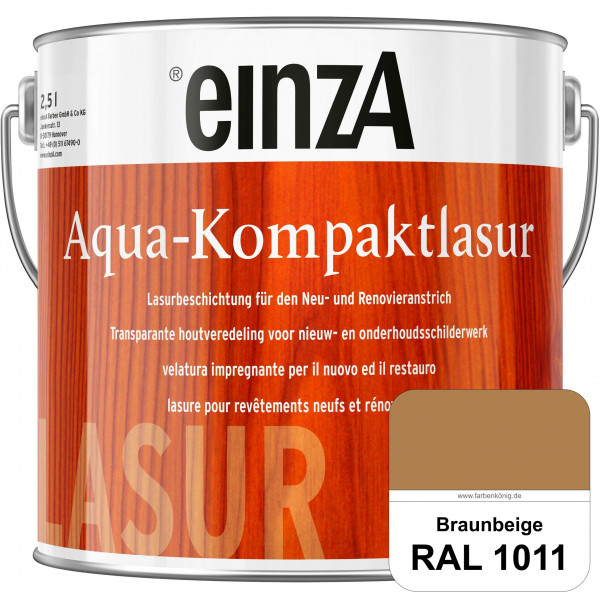 einzA Aqua-Kompaktlasur (RAL 1011 Braunbeige) wasserverdünnbare & feuchtigkeitsregulierende Lasurbes