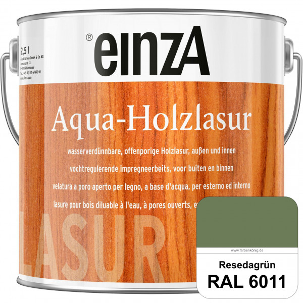 einzA Aqua-Holzlasur (RAL 6011 Resedagrün) wasserverdünnbare offenporige Holzlasur für Holzbauteile