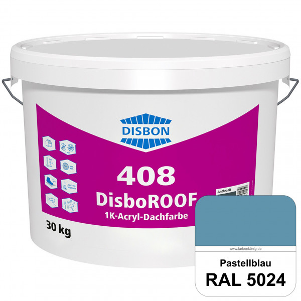 DisboROOF 408 1K-Acryl-Dachfarbe (RAL 5024 Pastellblau) Elastische Reinacrylatbeschichtung für Beton