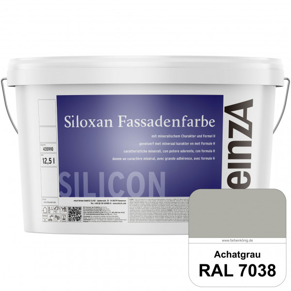 einzA Siloxan Fassadenfarbe (RAL 7038 Achatgrau) Siliconvergütete Fassadenfarbe