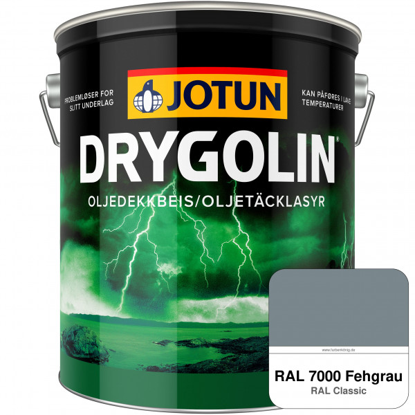 DRYGOLIN Oljedekkbeis - Deckende & wetterbeständige Öllasur für Außen (RAL 7000 Fehgrau)