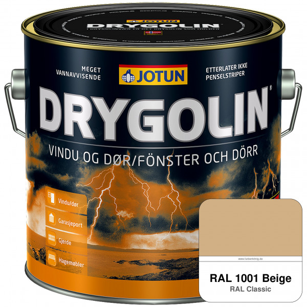DRYGOLIN Vindu og Dør - wetterbeständige Holzschutzfarbe für Außen (RAL 1001 Beige)
