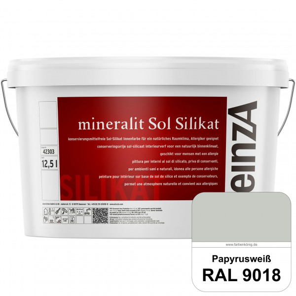 einzA mineralit Sol Silikat (RAL 9018 Papyrusweiß) Sol-Silikat-Innenfarbe für Decken- und Wandfläche