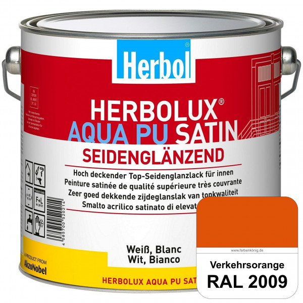 Herbolux Aqua PU Satin (RAL 2009 Verkehrsorange) Wasserverdünnbarer Top-PU-Seidenglanzlack (Innen)