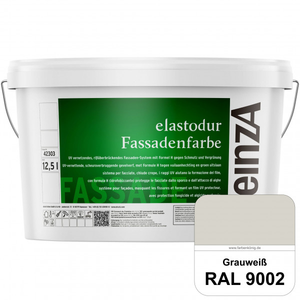 einzA elastodur Fassadenfarbe (RAL 9002 Grauweiß) UV-vernetzendes & rissüberbrückendes Fassadenfarbe