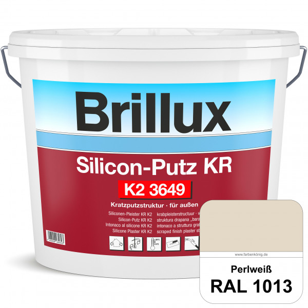 Silicon-Putz KR K2 3649 mit Protect (RAL 1013 Perlweiß) Dekorputz auf Siliconharzbasis (außen)