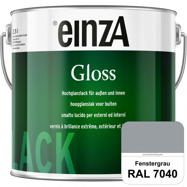 einzA Gloss (RAL 7040 Fenstergrau) Hochwertiger Alkydharzlack in Premium-Qualität, hochglänzend.