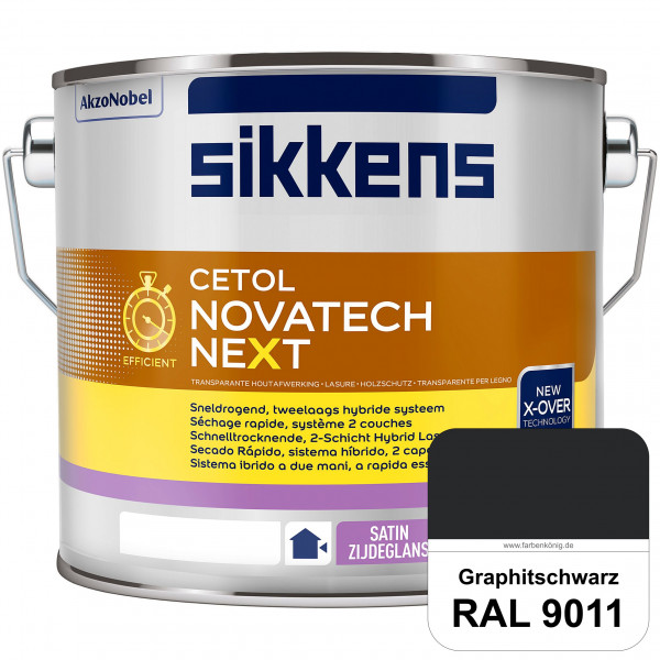 Cetol Novatech neXt (RAL 9011 Graphitschwarz) Schnelltrocknende Hybrid-Lasur mit höchster Wetterbest