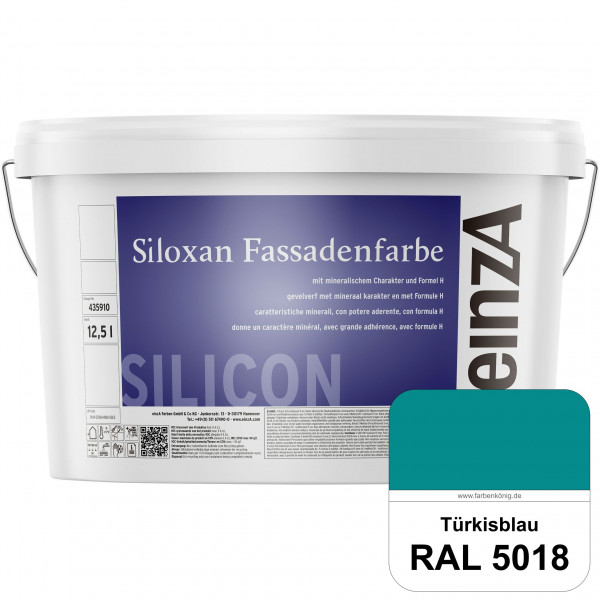 einzA Siloxan Fassadenfarbe (RAL 5018 Türkisblau) Siliconvergütete Fassadenfarbe