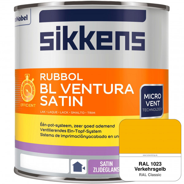 Rubbol BL Ventura Satin NEU (RAL 1023 Verkehrsgelb) Seidenglanzlack (wasserbasiert) Fenster außen