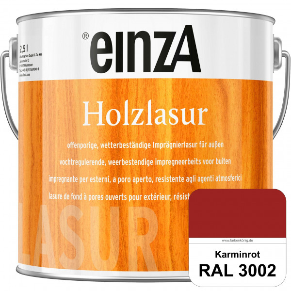 einzA Holzlasur (RAL 3002 Karminrot) Offenporige Imprägnierlasur für Außen-Holzbauteile