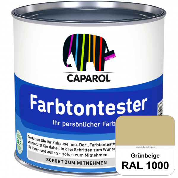 Farbtontester (RAL 1000 Grünbeige) Individuell abgetönte Dispersionsfarbe zum Anlegen von Farbtonmus