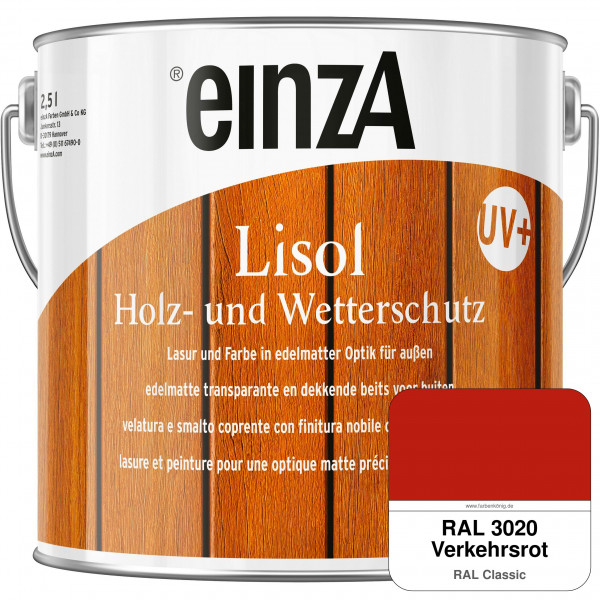 einzA Lisol Holz- und Wetterschutz Lasur und Farbe (RAL 3020 Verkehrsrot)