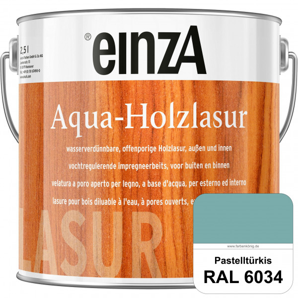einzA Aqua-Holzlasur (RAL 6034 Pastelltürkis) wasserverdünnbare offenporige Holzlasur für Holzbautei