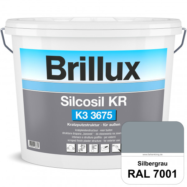 Silcosil KR K3 3675 mit Protect (RAL 7001 Silbergrau) siliconverstärkter Dekorputz, Kratzputzstruktu