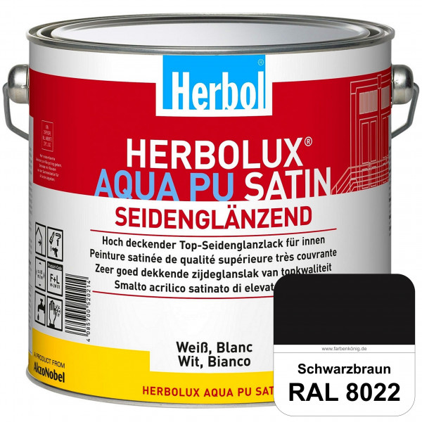 Herbolux Aqua PU Satin (RAL 8022 Schwarzbraun) Wasserverdünnbarer Top-PU-Seidenglanzlack (Innen)
