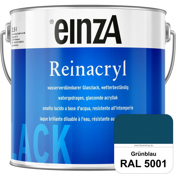 einzA Reinacryl (RAL 5001 Grünblau) wetterbeständige glänzende Acryl-PU-Lackfarbe