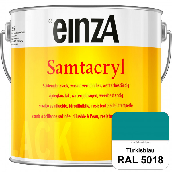 einzA Samtacryl (RAL 5018 Türkisblau) wetterbeständige seidenglänzende Acryl-PU-Lackfarbe