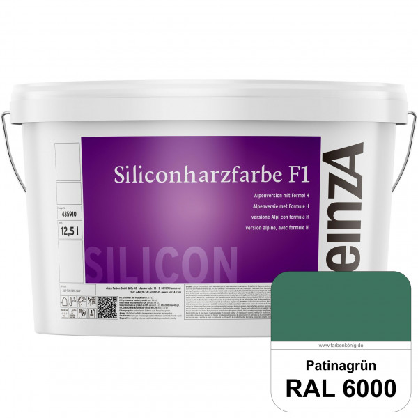 einzA Siliconharzfarbe F1 (RAL 6000 Patinagrün) Universal Siliconharz-Fassadenfarbe, kalkmatt, wette