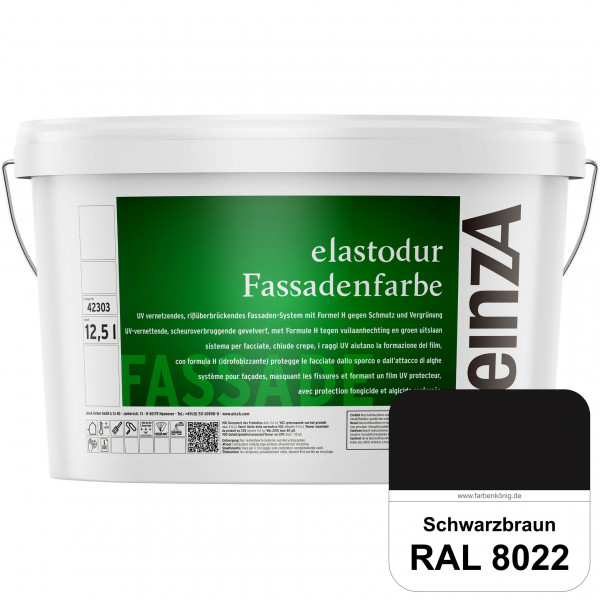 einzA elastodur Fassadenfarbe (RAL 8022 Schwarzbraun) UV-vernetzendes & rissüberbrückendes Fassadenf