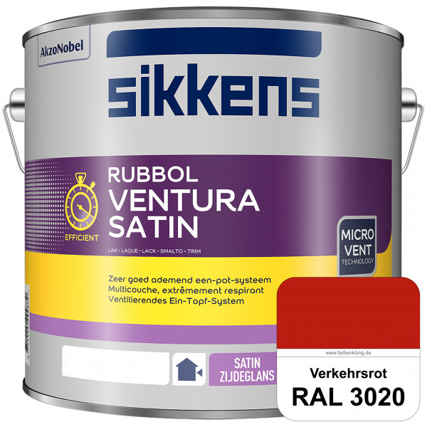 Rubbol Ventura Satin (RAL 3020 Verkehrsrot) Seidenglanzlack (lösemittelhaltig) Fenster & Türen außen