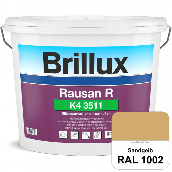 Rausan R K4 3511 (RAL 1002 Sandgelb) Organisch gebundener Rillenputz für wetterbeständige Oberfläche