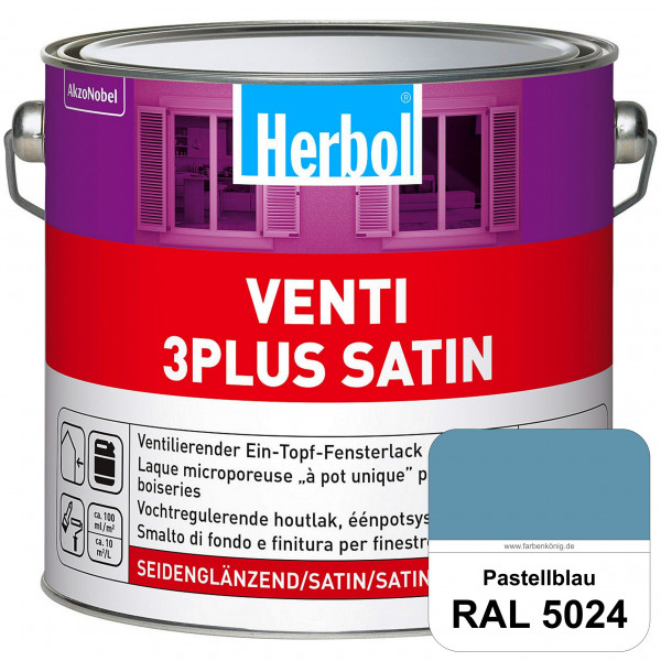 Venti 3Plus Satin (RAL 5024 Pastellblau) feuchtigkeitregulierender & seidenglänzender Ein-Topf-Fenst