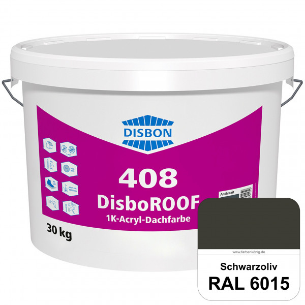 DisboROOF 408 1K-Acryl-Dachfarbe (RAL 6015 Schwarzoliv) Elastische Reinacrylatbeschichtung für Beton