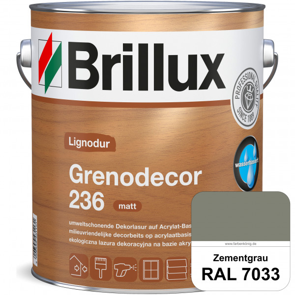 Grenodecor 236 (RAL 7033 Zementgrau) Umwelt- und gesundheitsschonende, diffusionsfähige Dekorlasur m