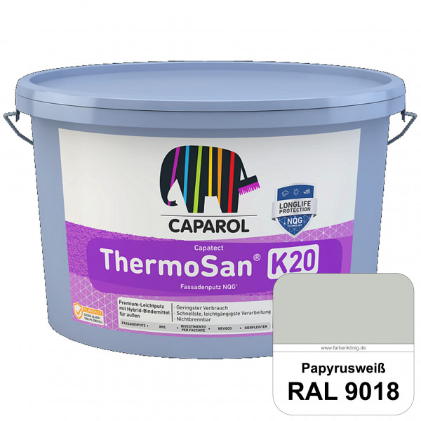 Capatect ThermoSan® Fassadenputz NQG® (R 30) (RAL 9018 Papyrusweiß) Reibeputz-Struktur in Körnung 3