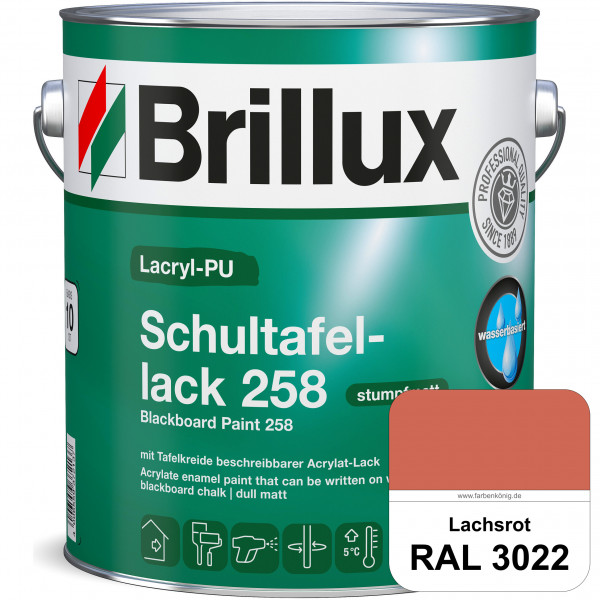 Lacryl-PU Schultafellack 258 (RAL 3022 Lachsrot) wasserbasierter und matter Schultafellack (innen)