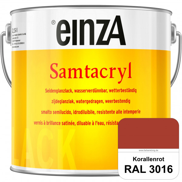 einzA Samtacryl (RAL 3016 Korallenrot) wetterbeständige seidenglänzende Acryl-PU-Lackfarbe