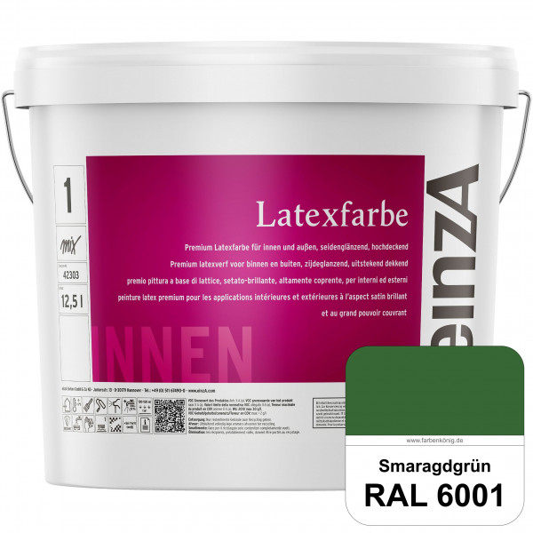 einzA Latexfarbe Premium (RAL 6001 Smaragdgrün) Hochwertige scheuerbeständige seidenglänzende Latexf