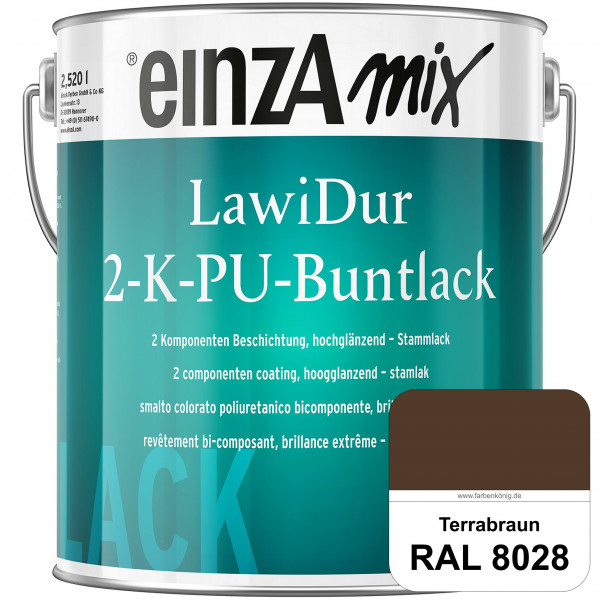 einzA LawiDur 2-K-PU-Buntlack - Hochglanz (RAL 8028 Terrabraun)